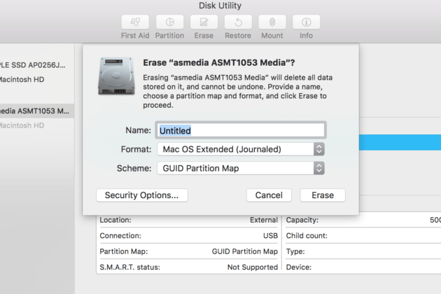 format an external usb hard drive for mac